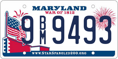 MD license plate 9BM9493