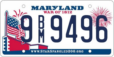 MD license plate 9BM9496