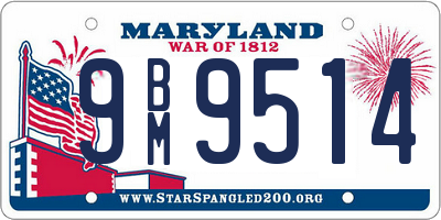 MD license plate 9BM9514