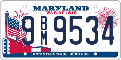 MD license plate 9BM9534