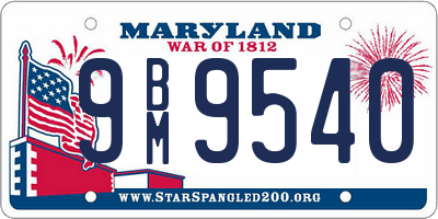 MD license plate 9BM9540