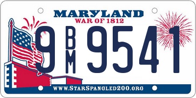 MD license plate 9BM9541