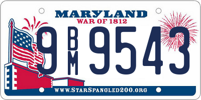 MD license plate 9BM9543