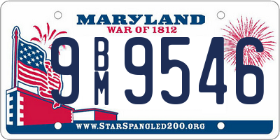 MD license plate 9BM9546