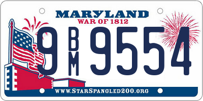 MD license plate 9BM9554