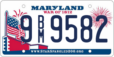 MD license plate 9BM9582