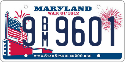 MD license plate 9BM9601