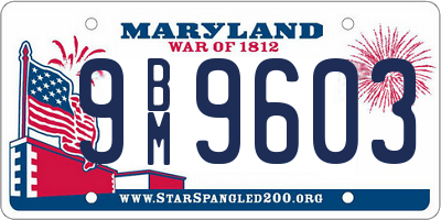 MD license plate 9BM9603