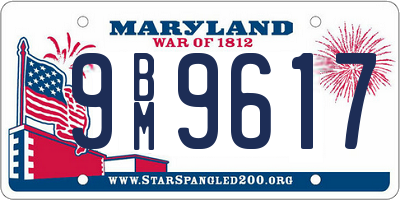 MD license plate 9BM9617