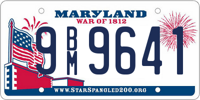 MD license plate 9BM9641