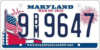 MD license plate 9BM9647