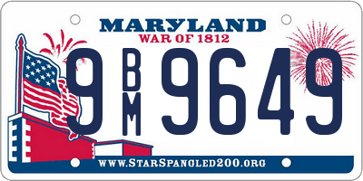 MD license plate 9BM9649