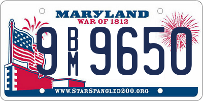 MD license plate 9BM9650