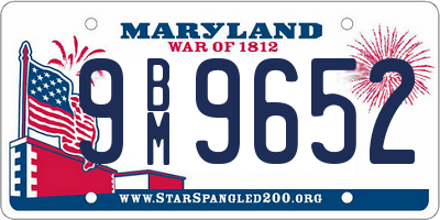 MD license plate 9BM9652