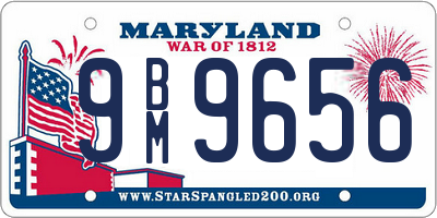 MD license plate 9BM9656