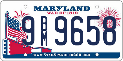 MD license plate 9BM9658