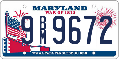 MD license plate 9BM9672