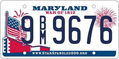 MD license plate 9BM9676