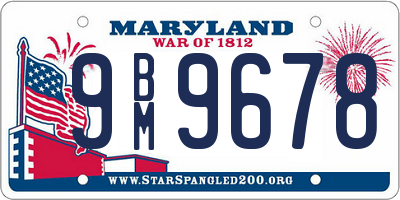 MD license plate 9BM9678