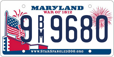 MD license plate 9BM9680