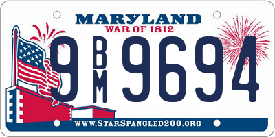 MD license plate 9BM9694