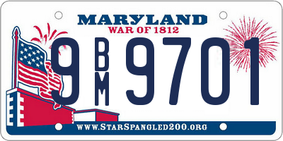 MD license plate 9BM9701