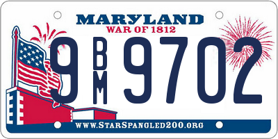 MD license plate 9BM9702