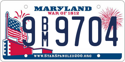 MD license plate 9BM9704