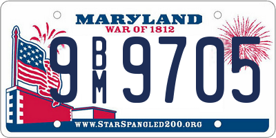 MD license plate 9BM9705