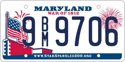 MD license plate 9BM9706