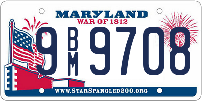 MD license plate 9BM9708