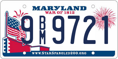 MD license plate 9BM9721