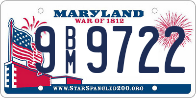 MD license plate 9BM9722