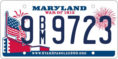 MD license plate 9BM9723