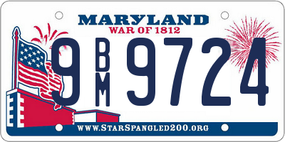 MD license plate 9BM9724