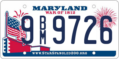 MD license plate 9BM9726