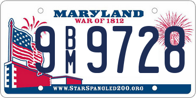 MD license plate 9BM9728