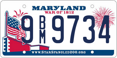 MD license plate 9BM9734