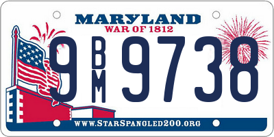 MD license plate 9BM9738