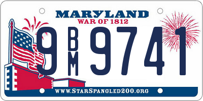 MD license plate 9BM9741