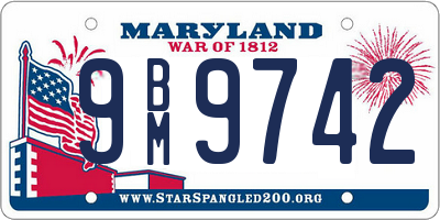 MD license plate 9BM9742