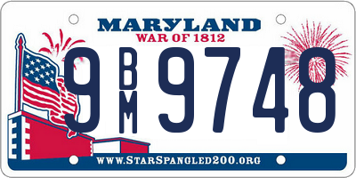 MD license plate 9BM9748