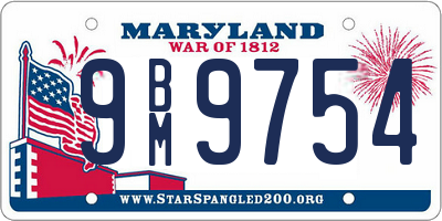 MD license plate 9BM9754