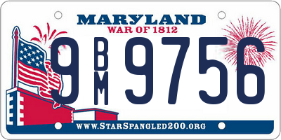 MD license plate 9BM9756