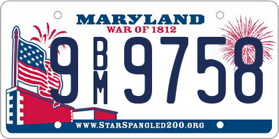 MD license plate 9BM9758