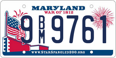 MD license plate 9BM9761