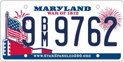 MD license plate 9BM9762