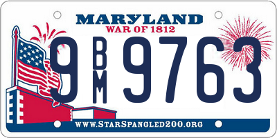 MD license plate 9BM9763