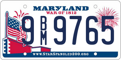 MD license plate 9BM9765