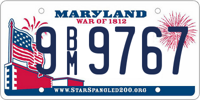 MD license plate 9BM9767